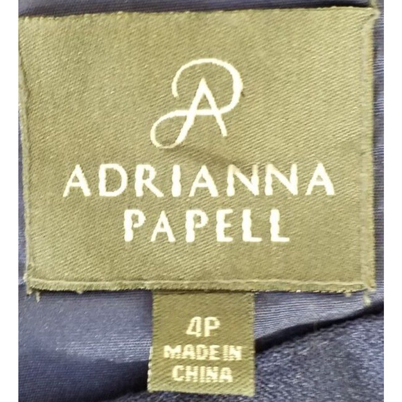 Adrianna Papell Petite Dress 4P Blue Sleeveless Lined Back Zip Stretch - Picture 4 of 5